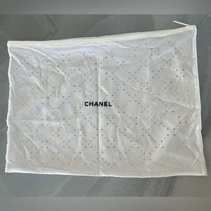 Chanel Cotton Dust Bag Zipper Garment Purse Protector White 13”x18.5